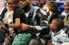 VIDEO: LeBron James Jr makes ridiculous trick shot from a balcony