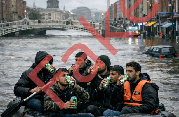 Debunked: Anti-immigration campaigner posts AI image of men in boat during Dublin flooding