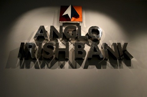 The famous Anglo Irish Bank sign. The bank has since re-branded and is now known as Irish Bank Resolution Corporation.