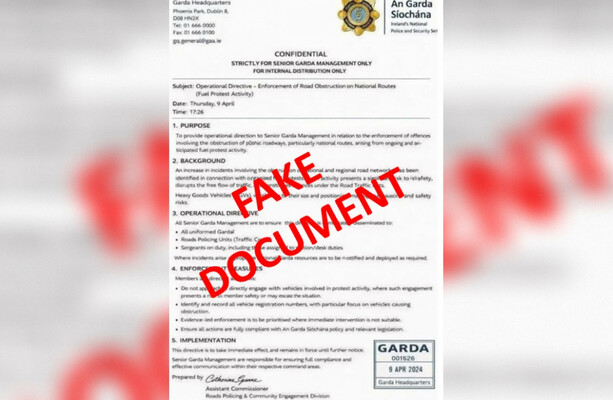 Gardaí aware of fake document shared on social media purporting to be ...