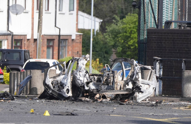 Homes evacuated after car explodes outside police station near Belfast