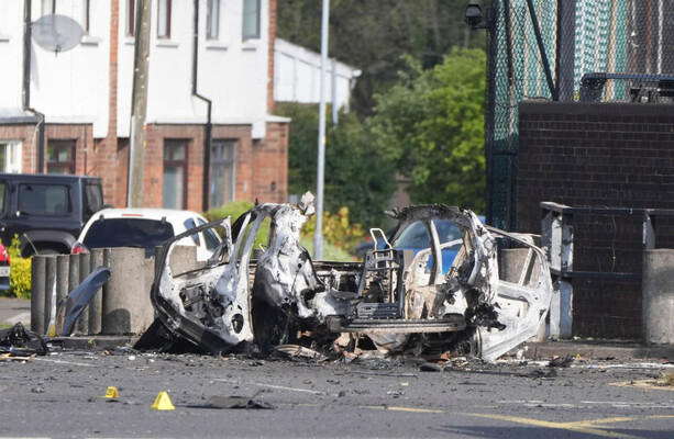 'Cowardly and reckless': New IRA blamed for car bomb exploding at Belfast police station