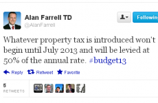 Property tax 'won't kick in until July', tweets Fine Gael TD