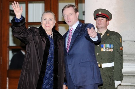 US Secretary of State Hillary Clinton meets An Taoiseach Enda Kenny at Government Buildings this evening.