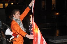 Pics: Anti-war protesters burn US flag in Dublin city centre