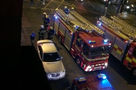 Fire engines attending the scene of the fire