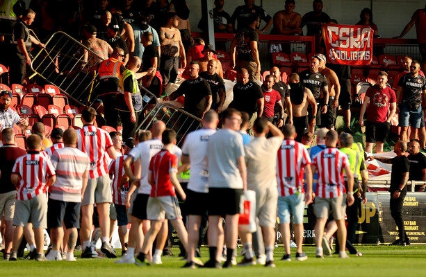 Crowd trouble causes 15-minute delay as CSKA Sofia eliminate Derry from Europa League