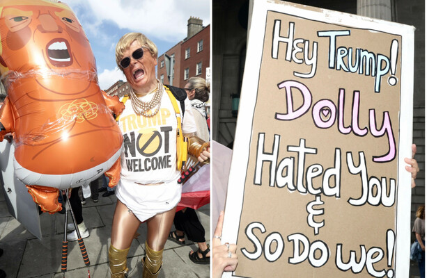 'Why on Earth would we welcome him?': Thousands take to Dublin streets to protest 'warmonger' Trump