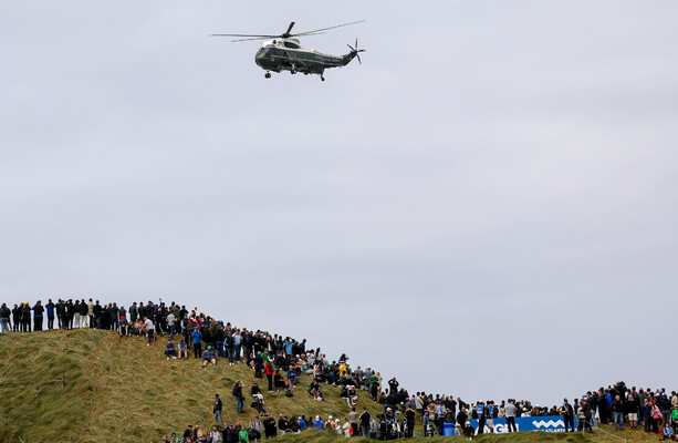 Flying visit: Trump makes grand entrance as Lowry stays grounded in pursuit of victory