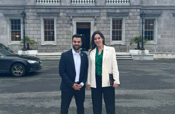 Minister for Health defends old photograph with man who led IDF chants at Ireland-Israel match