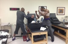 Snapshot: Kobe Bryant tries to kill the story about the fight with a fellow Laker... with this picture