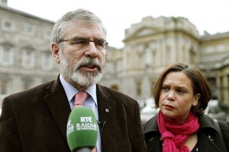 Gerry Adams with Sinn Féin TD Mary Lou McDonald