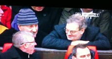 Alex Ferguson takes time out of watching United-Liverpool to make small talk with Angus 'Statto' Loughran