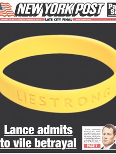 'Liestrong': here's the front page of today's New York Post