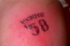 Dear God, look at the idiotic 'Munich '58' tattoo one Liverpool supporter got this week
