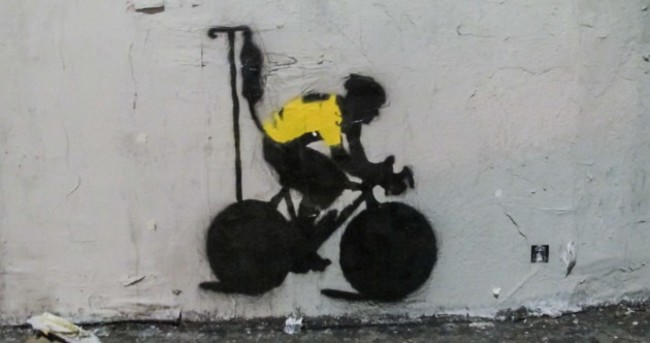 Lance Armstrong is still an inspiration to some people -- like this Los Angeles street artist
