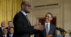 LeBron James wore his best hipster glasses to meet Obama in the White House