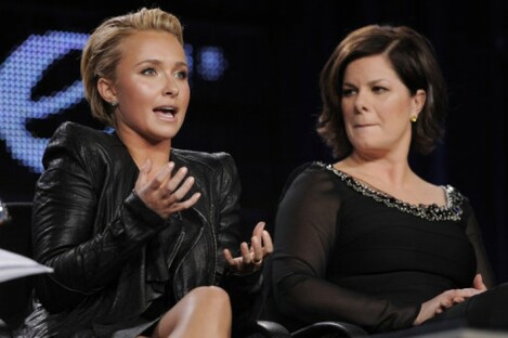 Hayden Panetierre, left, and Marcia Gay Harden, co-stars of the Lifetime Television movie "The Amanda Knox Story"