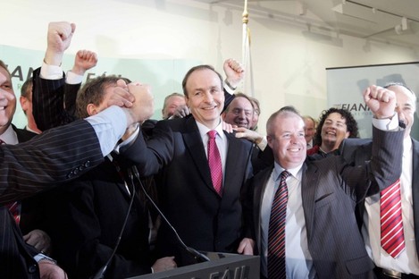Michael Martin celebrates being elected the new leader of Fianna Fail in 2011.