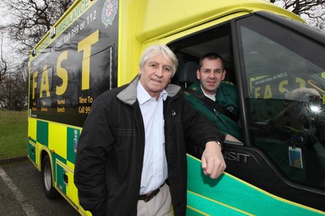 Fair City star Jim Bartley with Paramedic Supervisor James Goldrick.