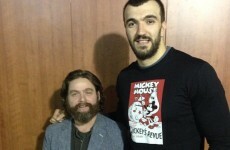 An epic photo of NBA star Nikola Pekovic making Zach Galifianakis look tiny