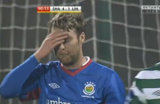 VIDEO: Linfield's Ryan Henderson missed this easy peno rebound in Tallaght tonight