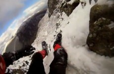 This crazy footage shows a climber lose his grip and slide 100ft down a mountain