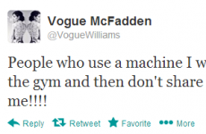 Tweet Sweeper:  Vogue McFadden is experiencing gym rage