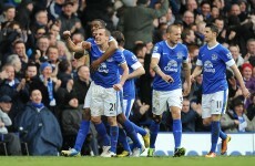 VIDEO: Leon Osman's Brazilian banana kick that has Everton leading Man City at half-time