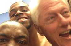 Bill Clinton celebrated in the Louisville locker room after their Big East tournament win