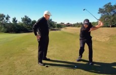 Phil Mickelson hit a trick shot over a guy standing 35 inches in front of him