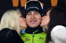 Cyclist Peter Sagan issues video apology for pinching podium girl's bum