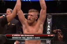 Ireland's Conor McGregor takes just 67 seconds to win his first UFC fight