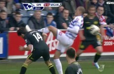Bobby Zamora sees red for landing a boot to the head of Jordi Gomez