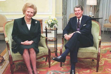 The US hailed Lady Thatcher as a "true friend". Pictured with US President Ronald Reagan in 1990.