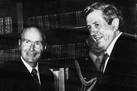 Dr Garret Fitzgerald and President Patrick Hillery in 1981.