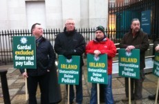 Garda protest outside EU finance ministers meeting in Dublin Castle