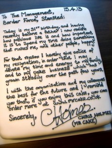 This man resigned from his job using a cake