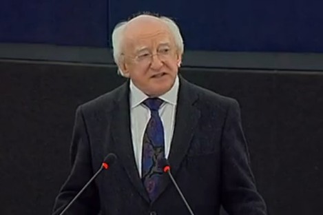 Michael D Higgins speaking in The European Parliament today.