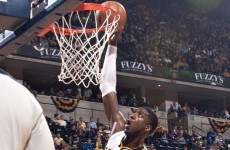 Roy Hibbert throws down one of the most vicious dunks of the NBA playoffs