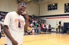 You have to see this SICK soccer-style basketball alley-oop in a local dunk contest
