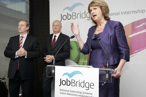 An Taoiseach, Enda Kenny TD, left, Minister for Social Protection, Joan Burton TD, and Martin Murphy, Managing Director of HP Ireland, launched JobBridge, the Government's new National Internship Scheme
