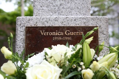 Flowers placed at the Pictured the Veronica Guerin memorial to mark World Press Freedom Day.