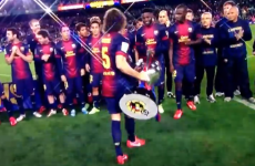 Alex Song got it embarrassingly wrong during Barcelona's title celebrations