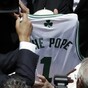 The Pope is given personalised Boston Celtics, Roma and Lazio jerseys