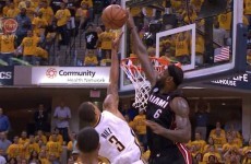 LeBron James jumped 2 feet above the rim for this epic block