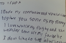 Youngster donates First Communion cash to injured Irish rugby players