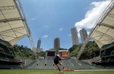 Snapshot: Jonny Sexton gets in some Hong Kong kicking practice
