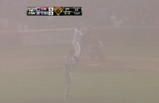 The Cubs and Reds played last night in some seriously thick Chicago fog