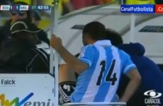 Mascherano gets sent off for kicking the dude who drives the stretcher